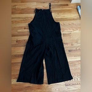 Wide leg linen overalls